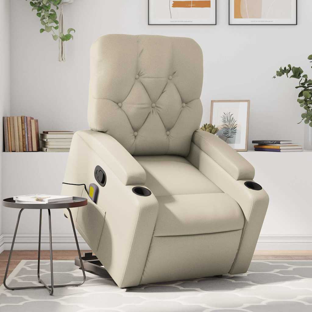 Fauteuil inclinable de massage Crème Similicuir Fauteuils vidaXL