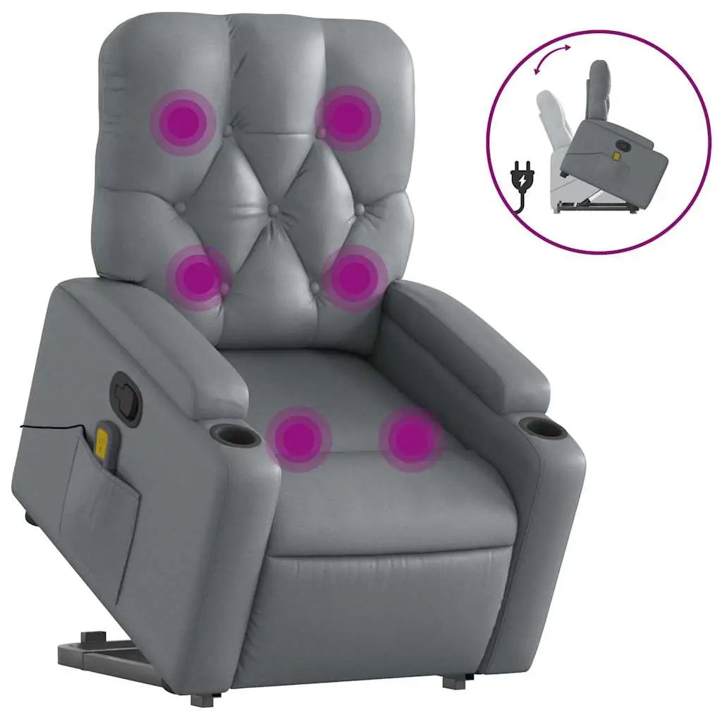 Fauteuil inclinable de massage Gris Similicuir - XIOS