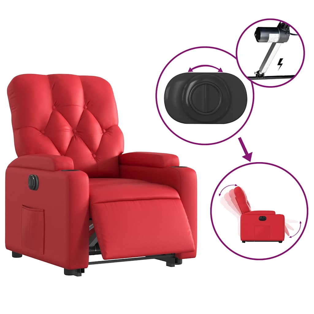 Fauteuil inclinable électrique rouge similicuir - XIOS