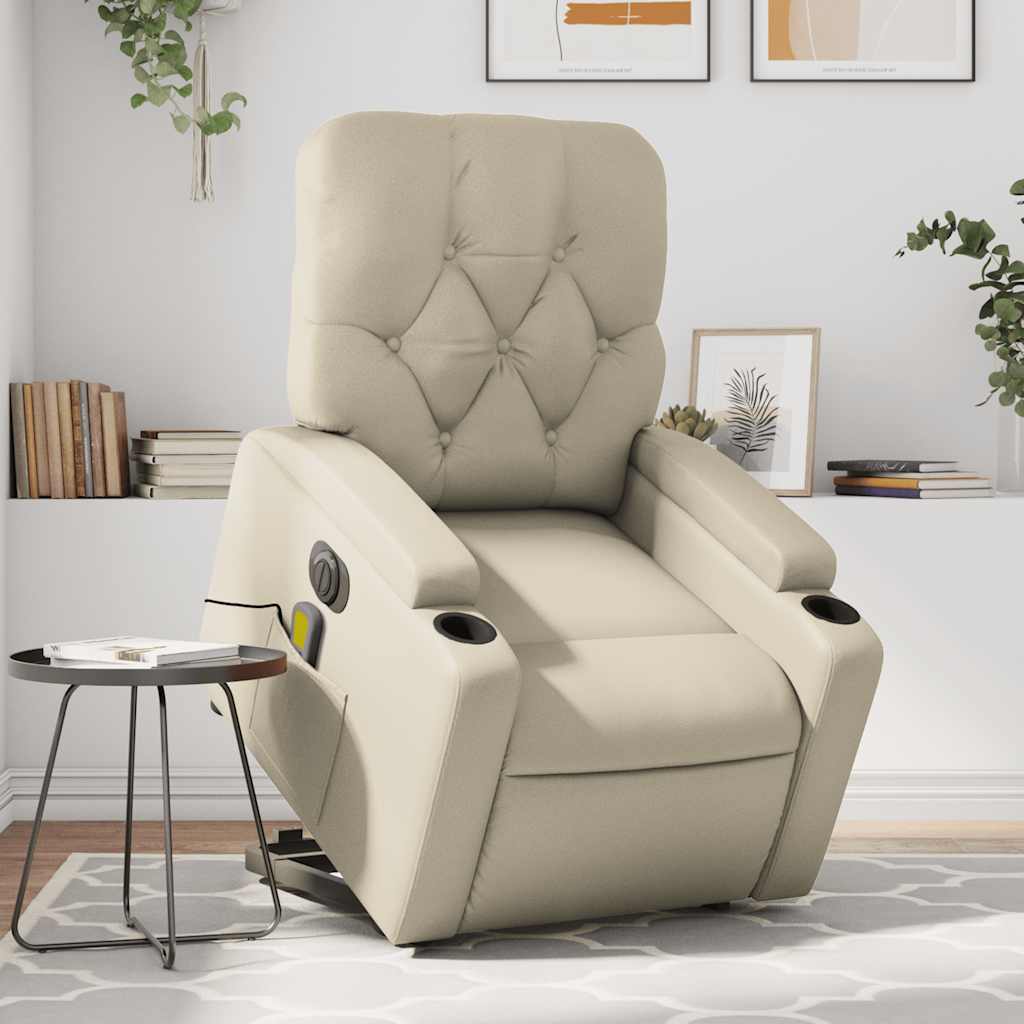 Fauteuil inclinable de massage électrique crème similicuir Fauteuils vidaXL
