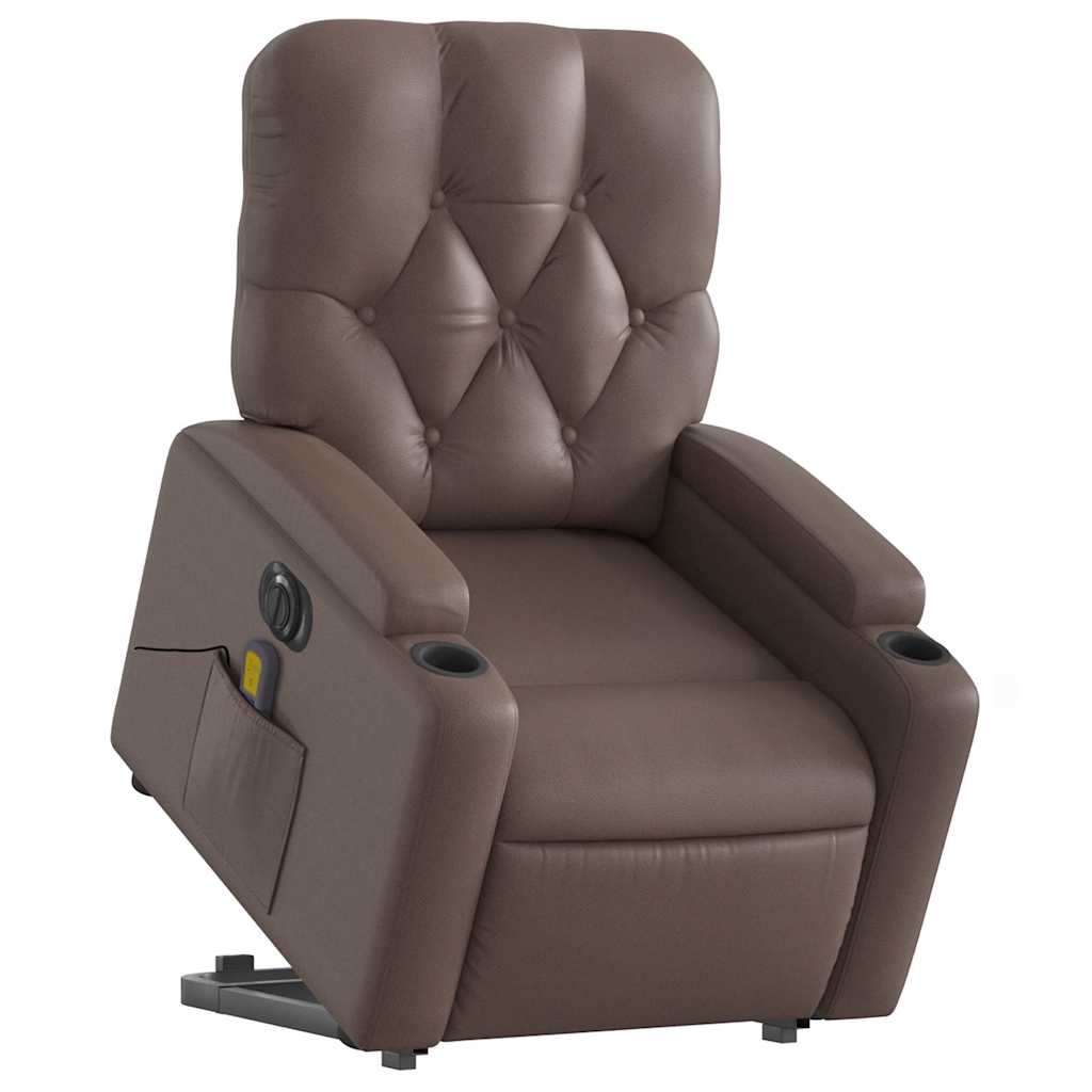 Fauteuil inclinable de massage électrique marron similicuir - XIOS