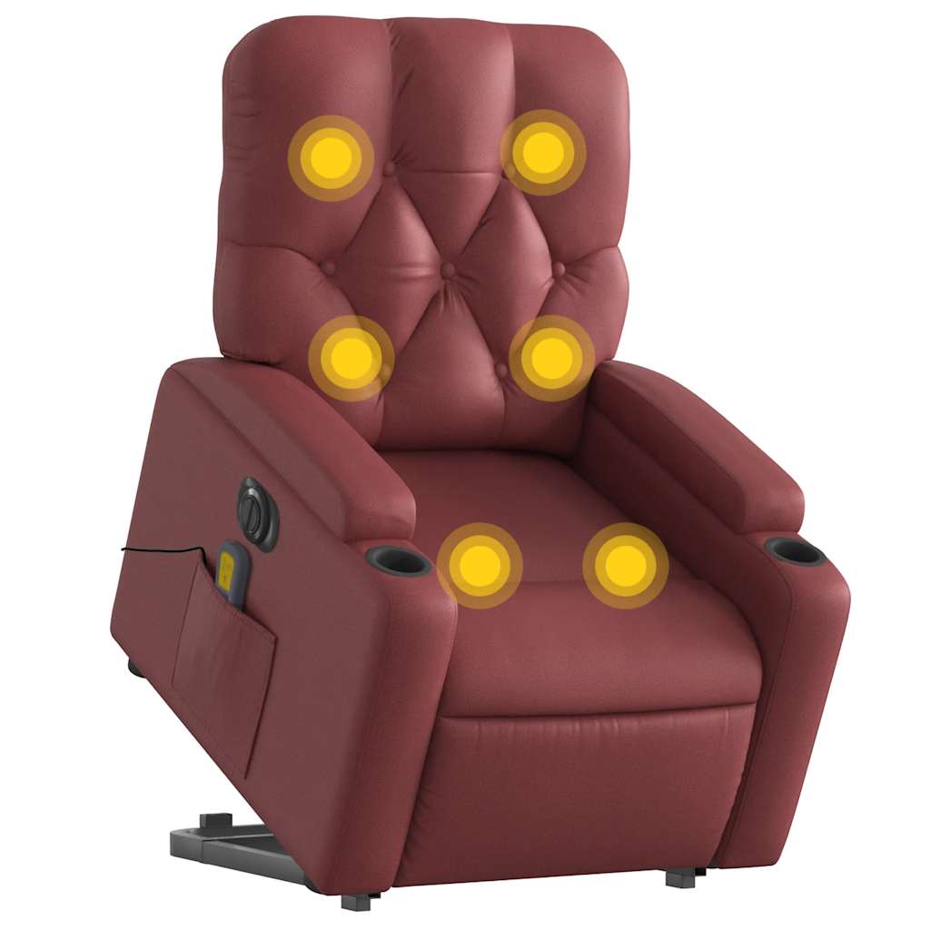 Fauteuil inclinable de massage électrique rouge bordeaux - XIOS