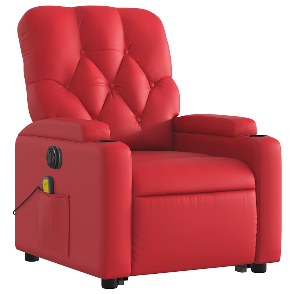 Fauteuil inclinable de massage électrique rouge similicuir - XIOS