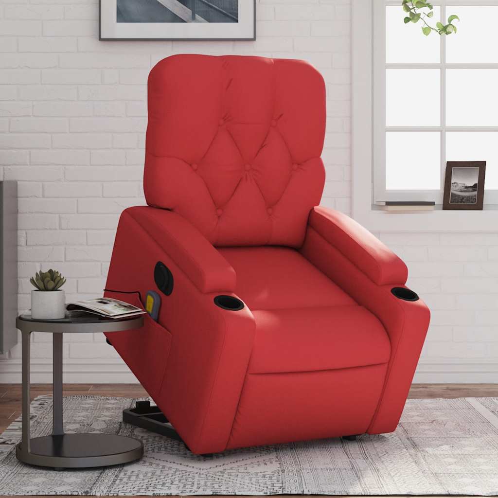 Fauteuil inclinable de massage électrique rouge similicuir - XIOS