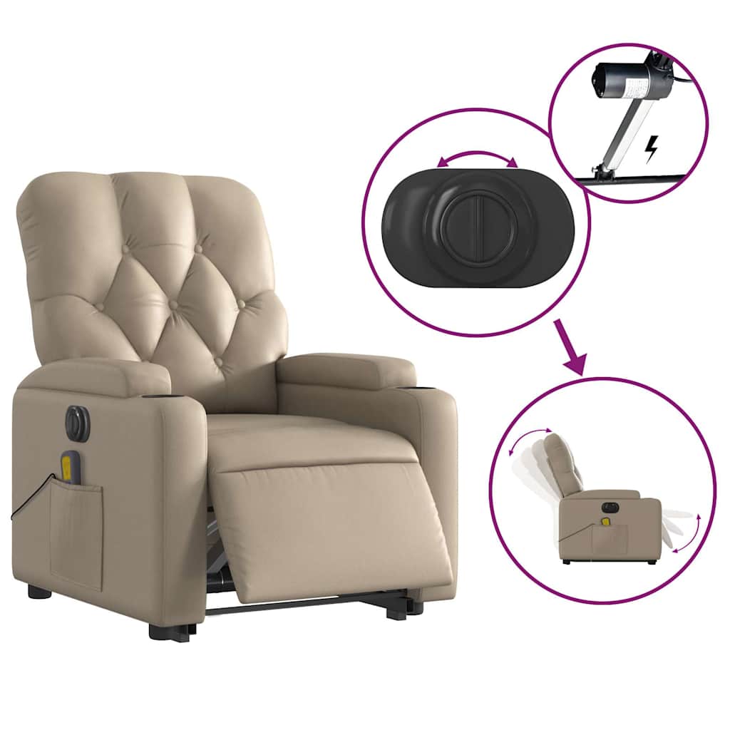 Fauteuil inclinable de massage électrique cappuccino similicuir - XIOS
