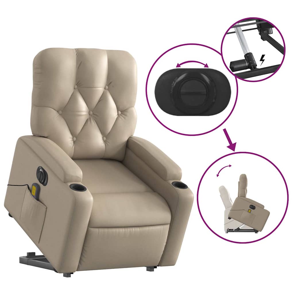 Fauteuil inclinable de massage électrique cappuccino similicuir - XIOS