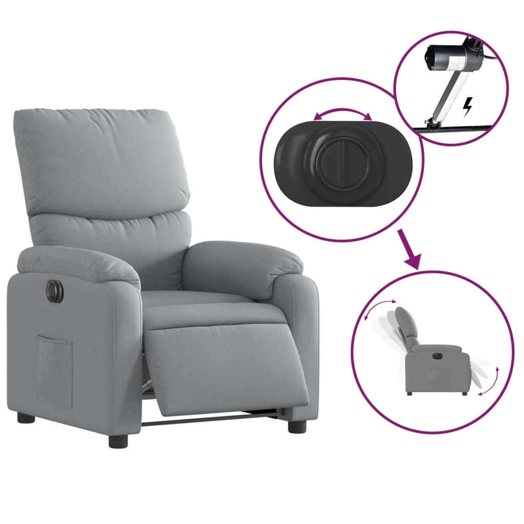 Fauteuil inclinable électrique Gris clair Tissu - XIOS