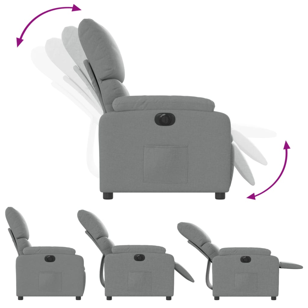 Fauteuil inclinable électrique Gris clair Tissu - XIOS