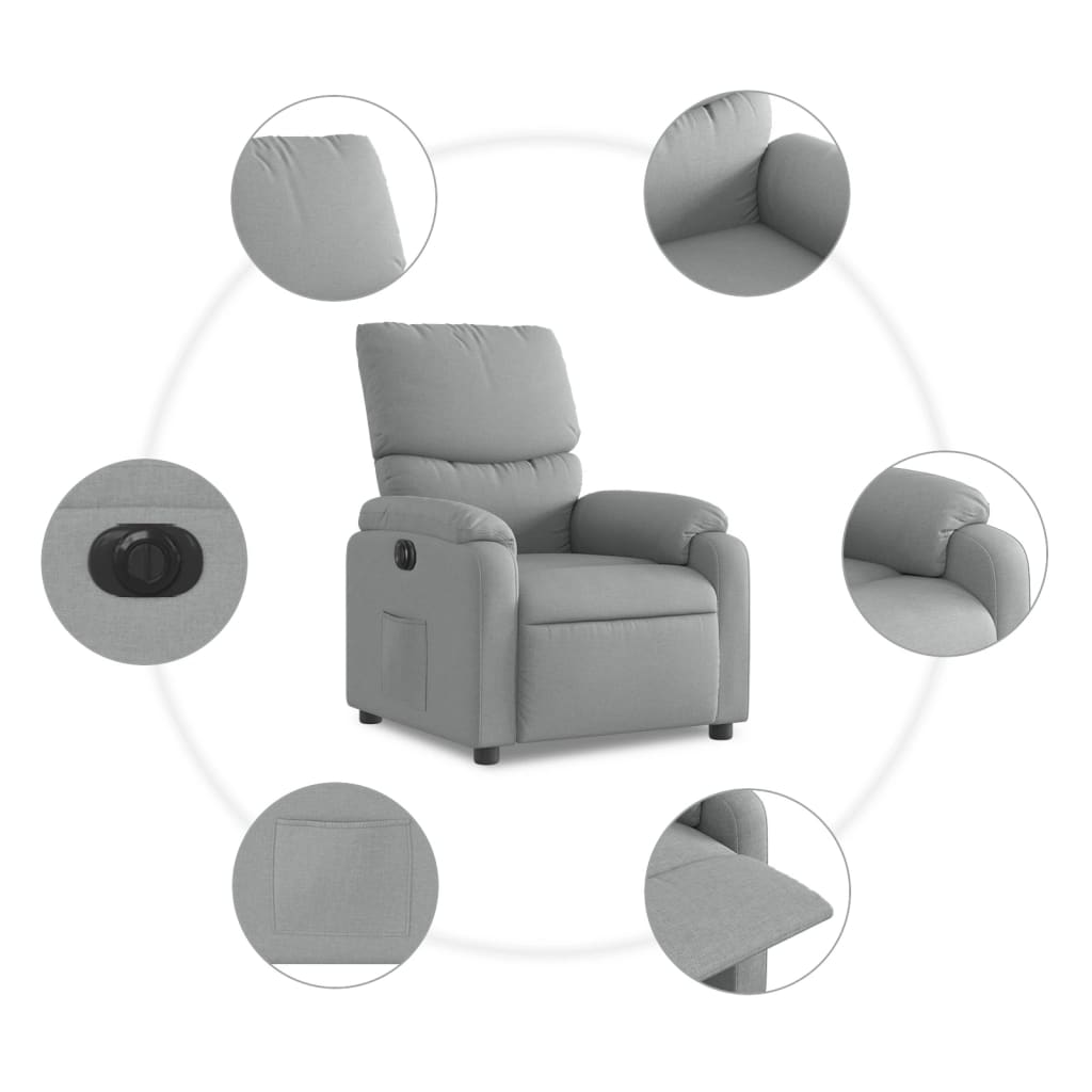 Fauteuil inclinable électrique Gris clair Tissu - XIOS