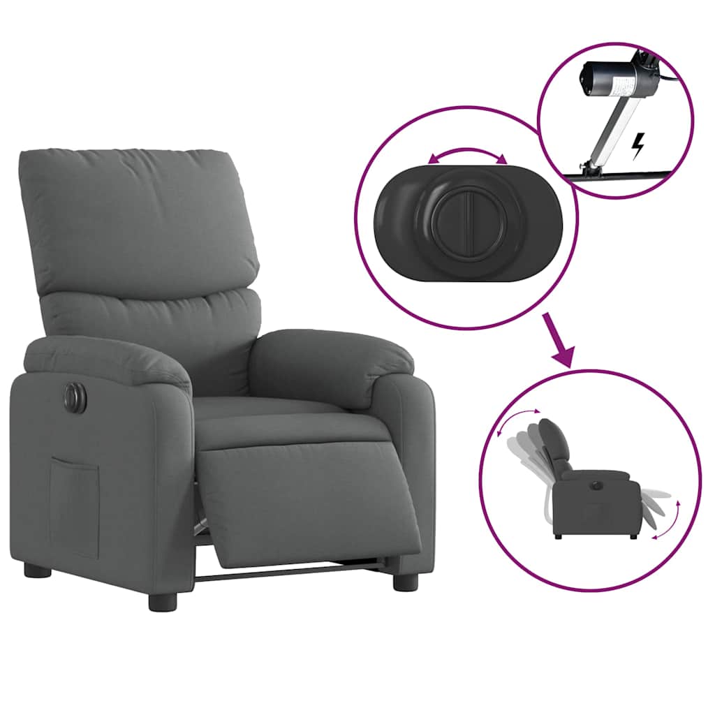 Fauteuil inclinable électrique Gris foncé Tissu - XIOS