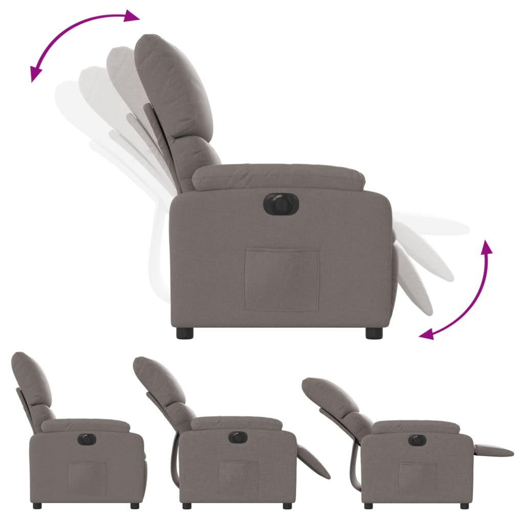 Fauteuil inclinable électrique Taupe Tissu - XIOS