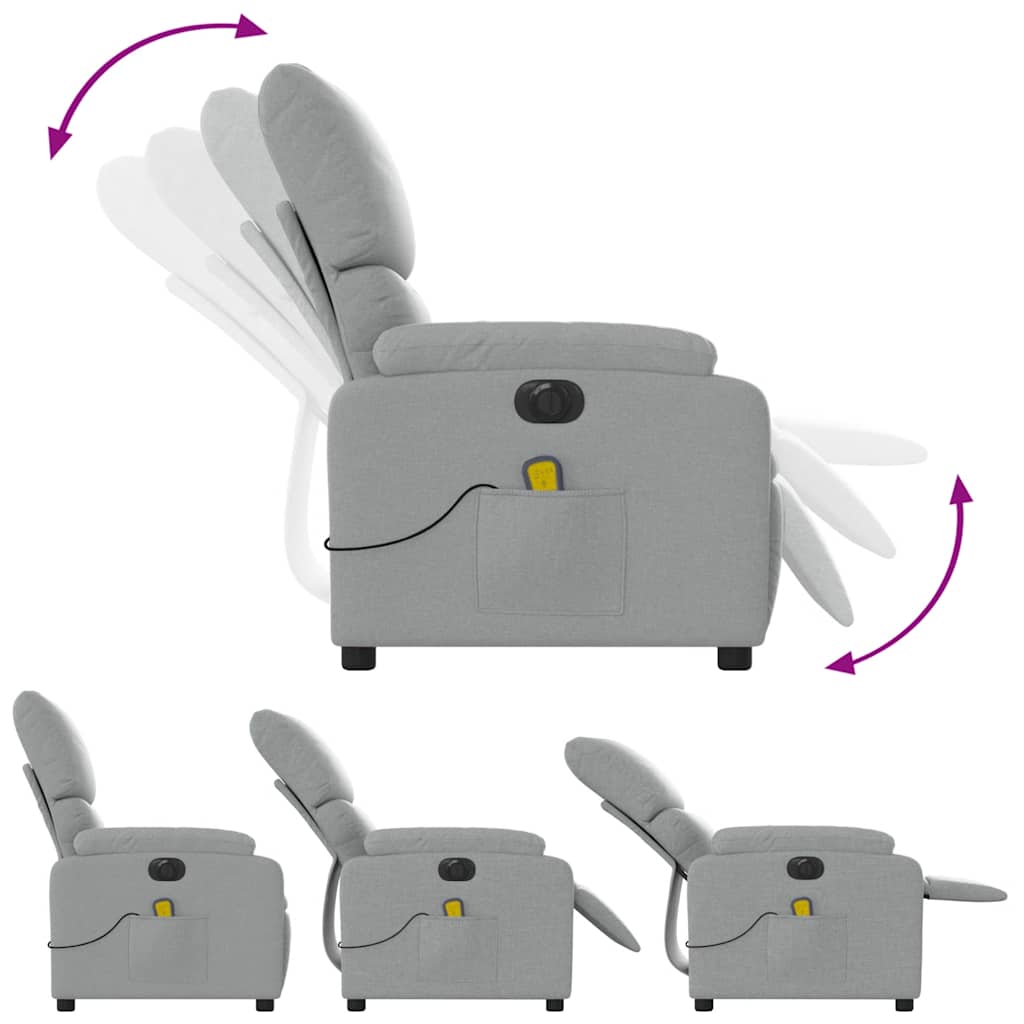 Fauteuil de massage inclinable électrique gris clair tissu - XIOS