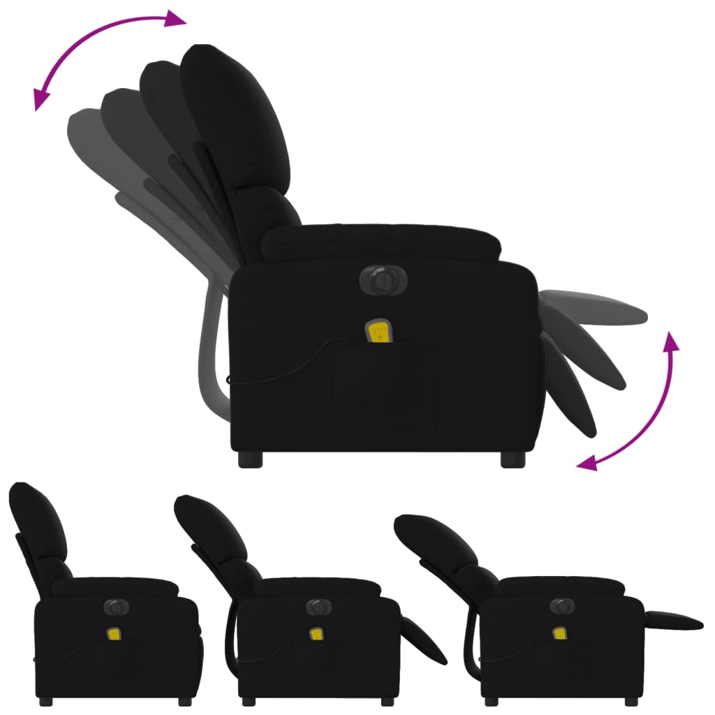 Fauteuil de massage inclinable électrique Noir Tissu - XIOS