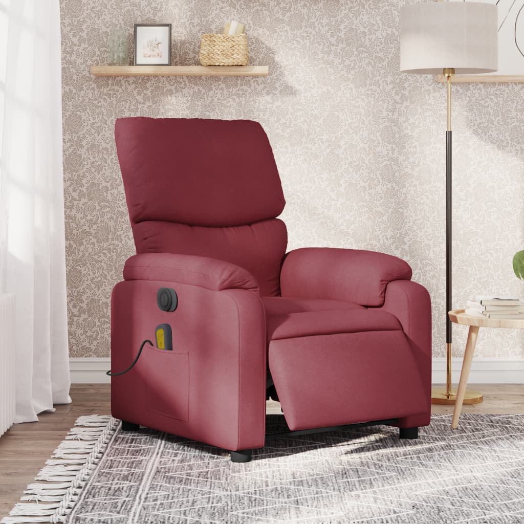 Fauteuil de massage inclinable électrique Rouge bordeaux Tissu - XIOS