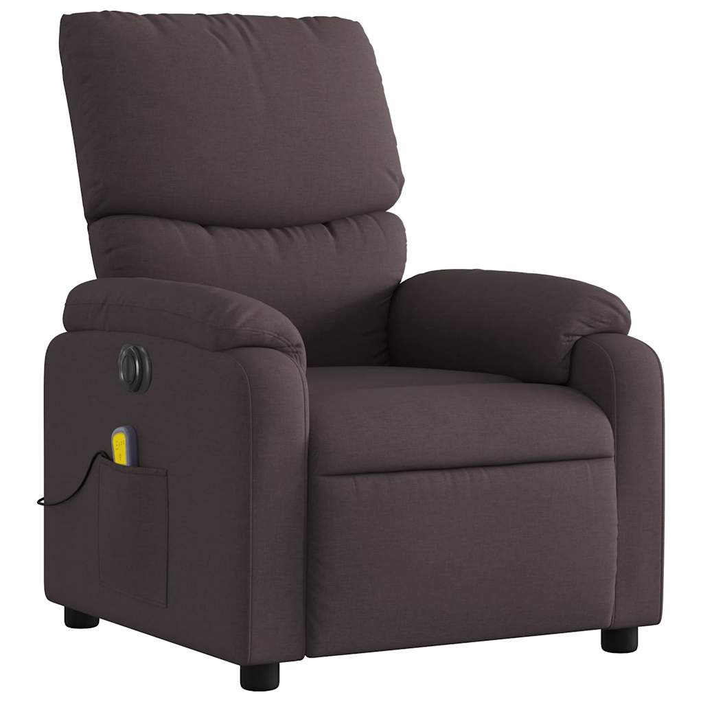 Fauteuil de massage inclinable électrique Marron foncé Tissu - XIOS