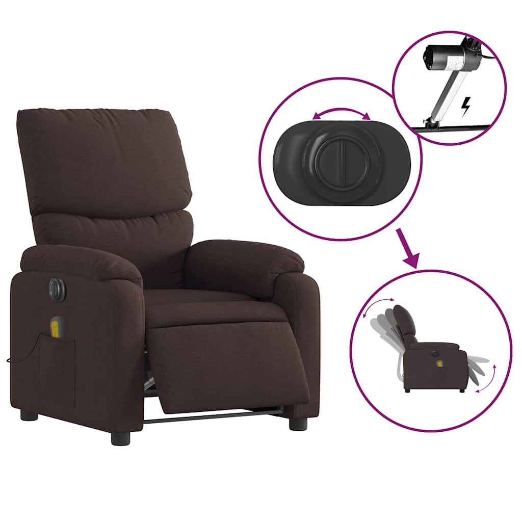 Fauteuil de massage inclinable électrique Marron foncé Tissu - XIOS