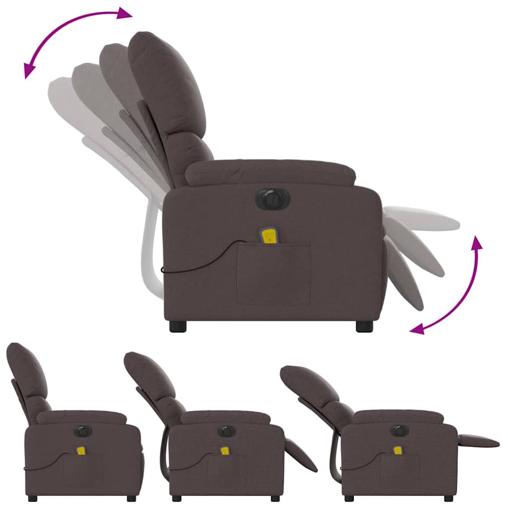 Fauteuil de massage inclinable électrique Marron foncé Tissu - XIOS