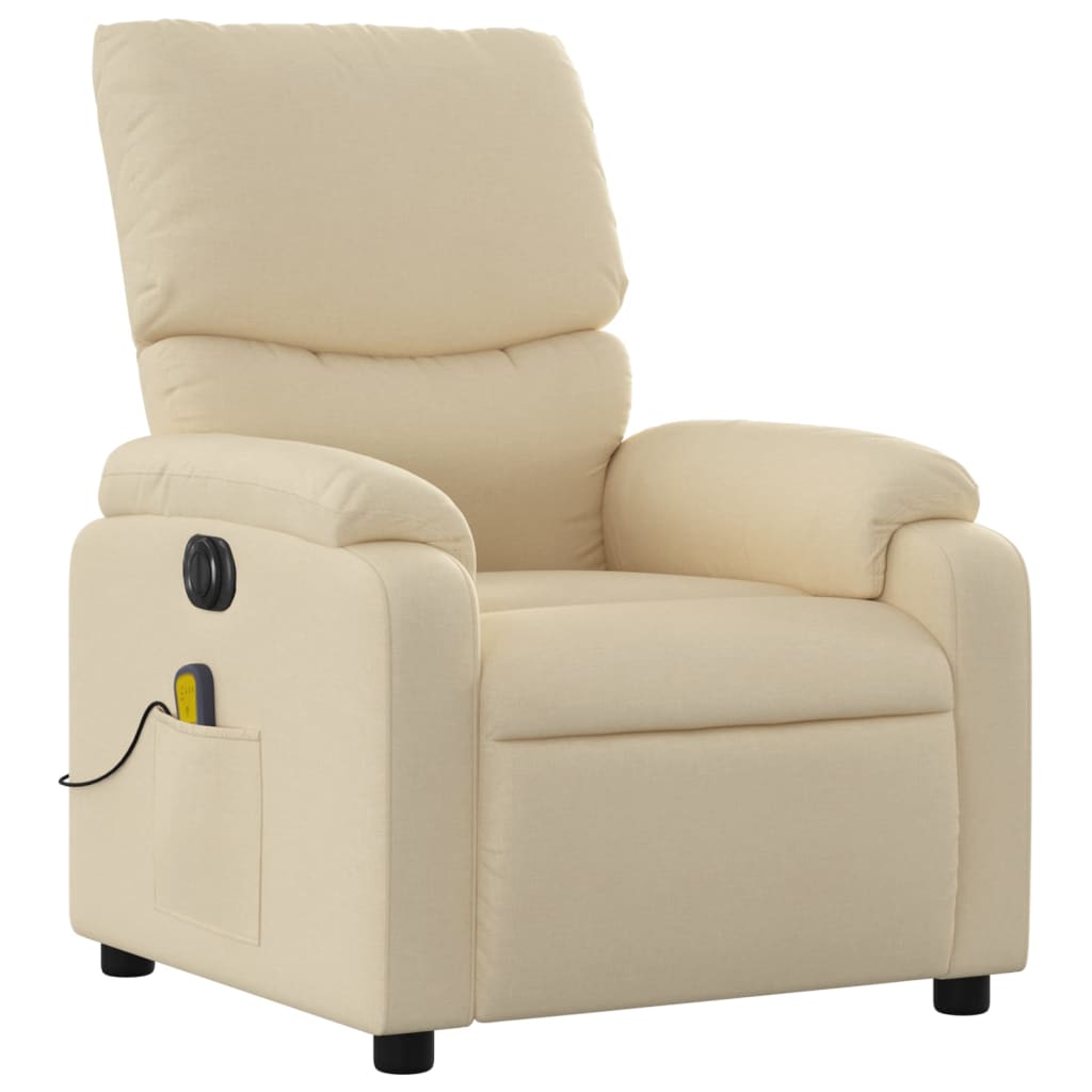 Fauteuil inclinable de massage électrique crème tissu - XIOS