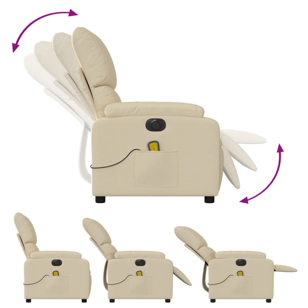 Fauteuil inclinable de massage électrique crème tissu - XIOS