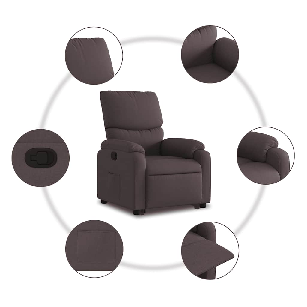 Fauteuil inclinable marron foncé tissu - XIOS