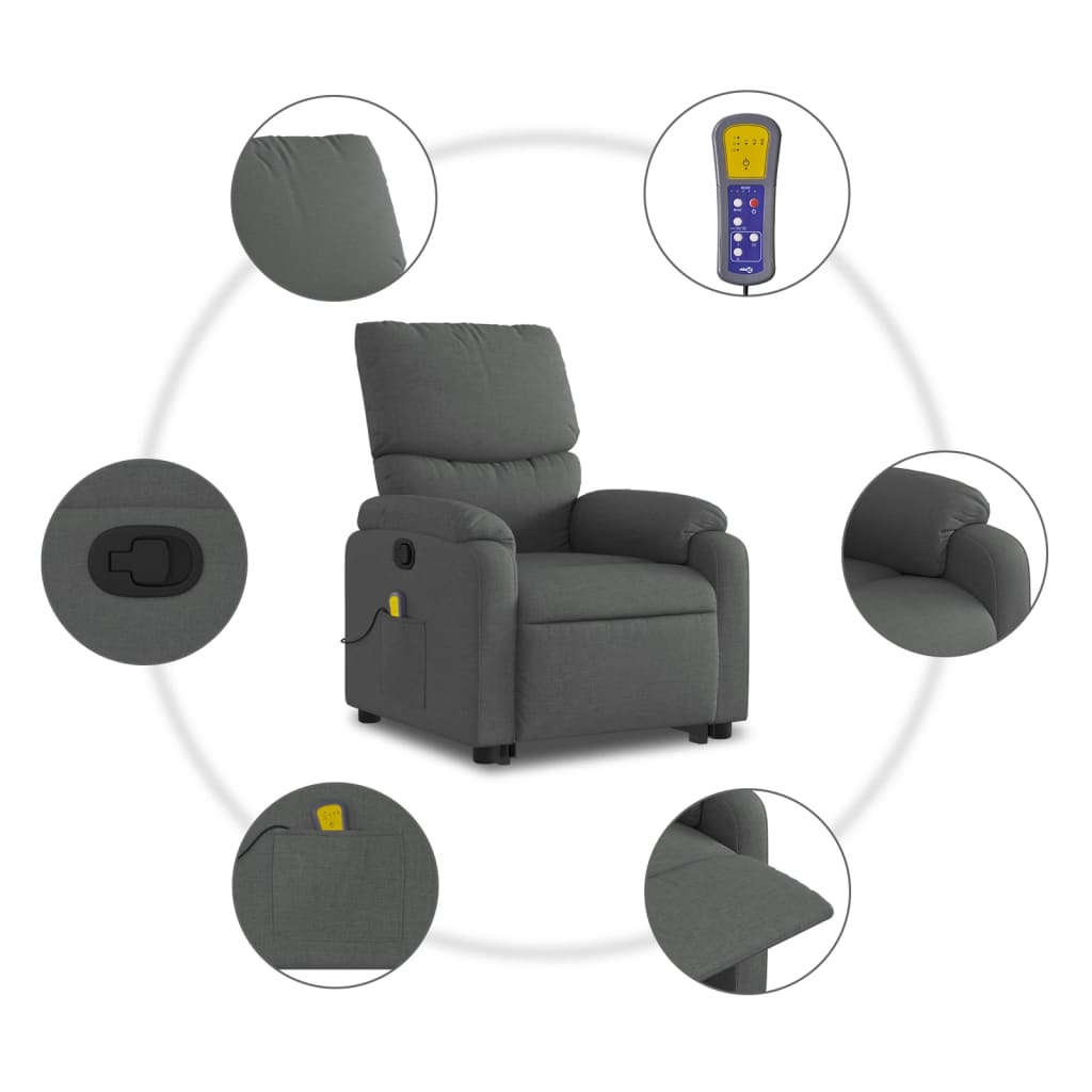 Fauteuil de massage inclinable Gris foncé Tissu - XIOS