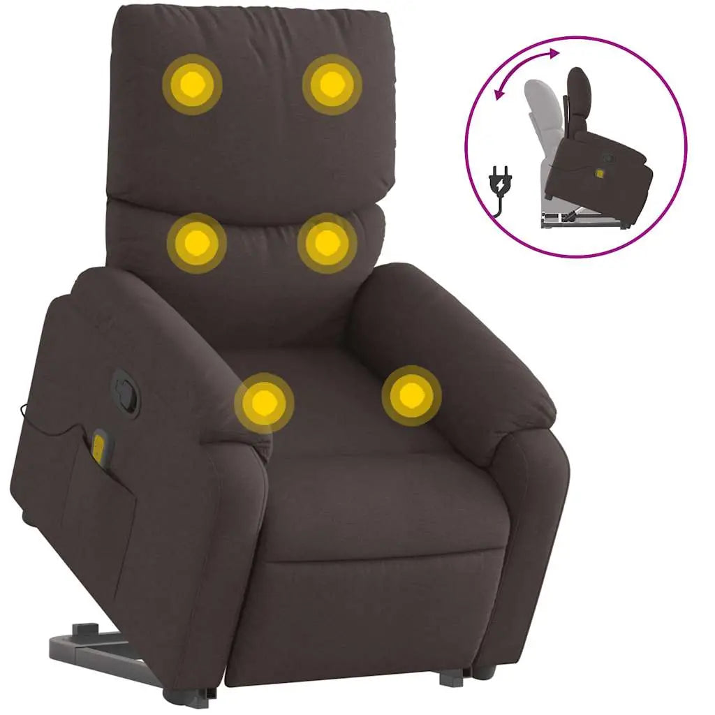 Fauteuil inclinable de massage Marron foncé Tissu - XIOS