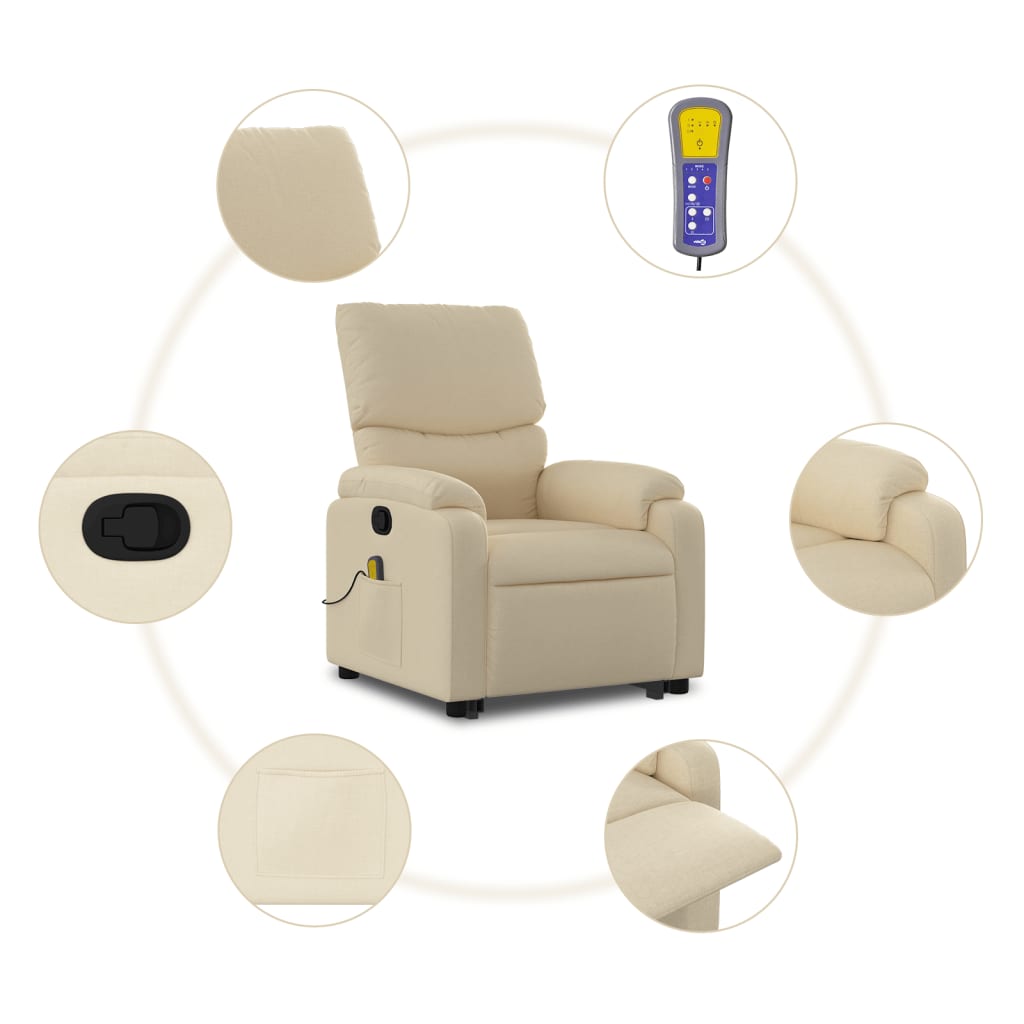 Fauteuil inclinable de massage Crème Tissu - XIOS