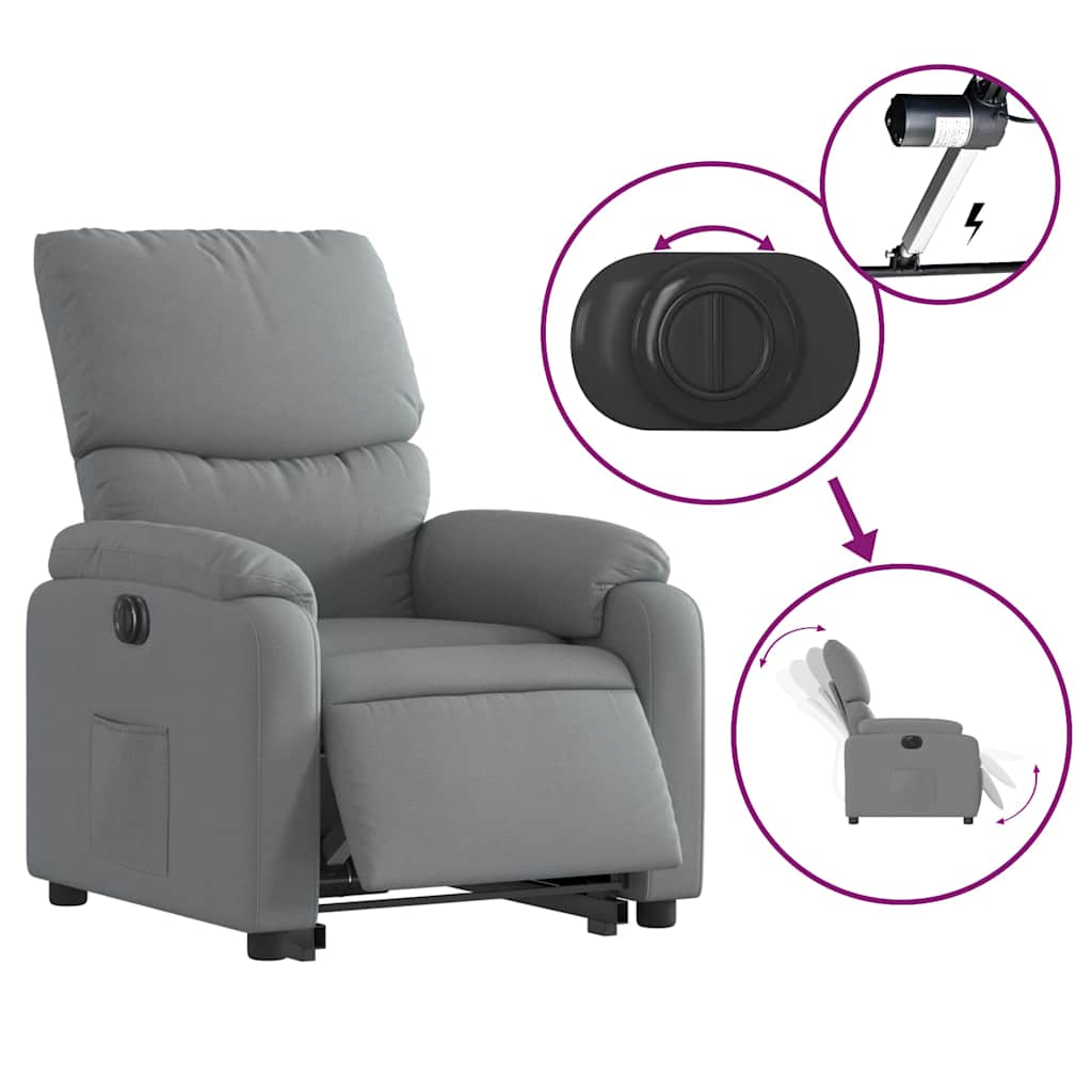 Fauteuil inclinable électrique gris clair tissu - XIOS