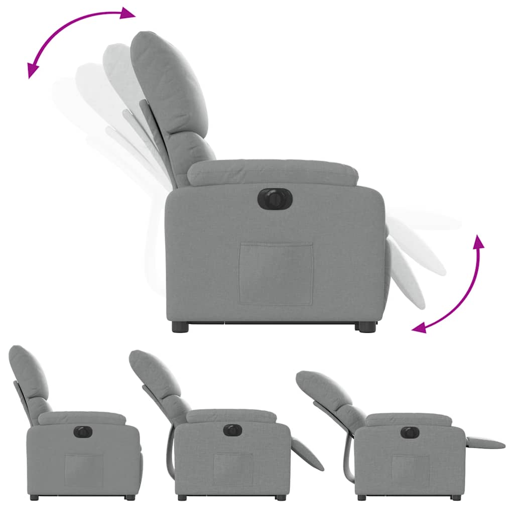 Fauteuil inclinable électrique gris clair tissu - XIOS