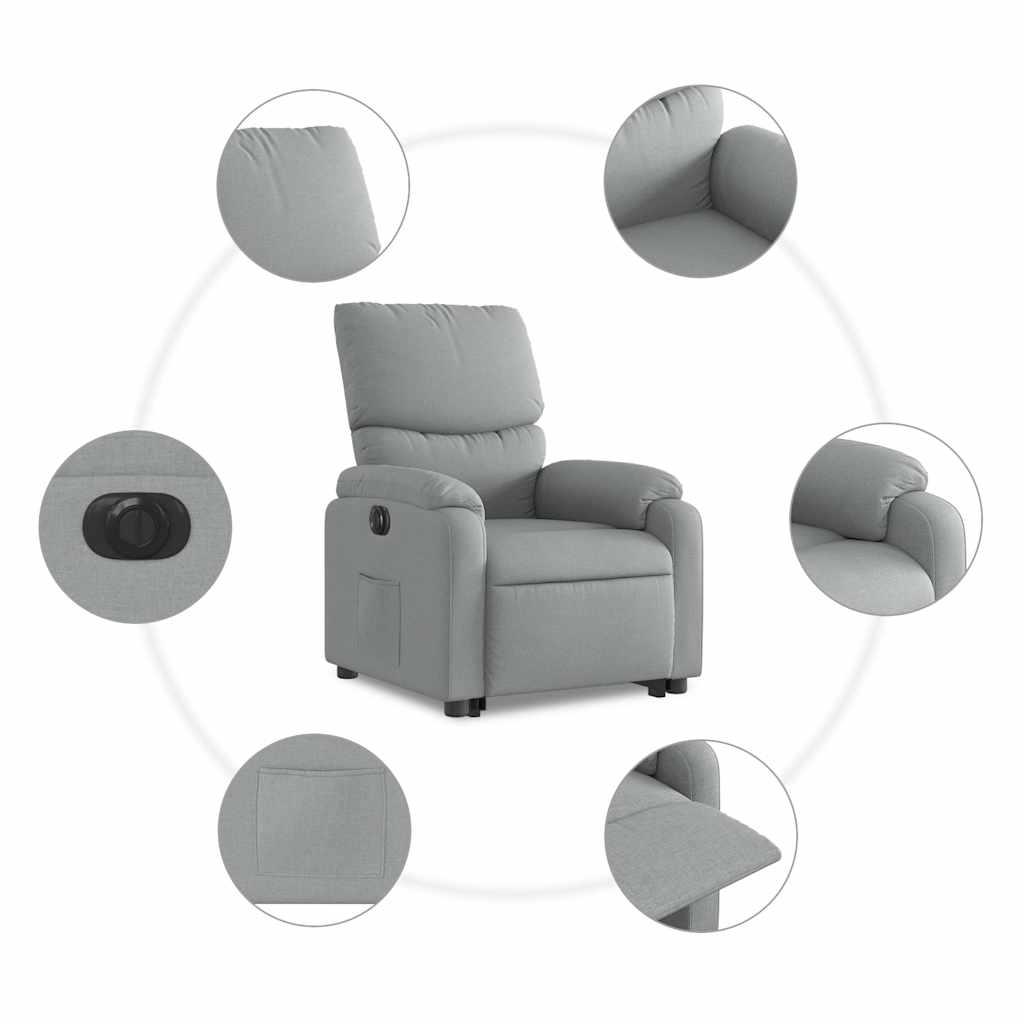 Fauteuil inclinable électrique gris clair tissu - XIOS