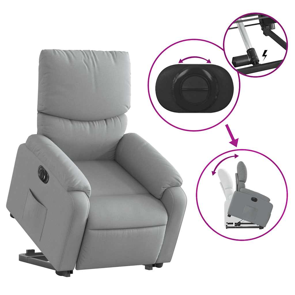 Fauteuil inclinable électrique gris clair tissu - XIOS