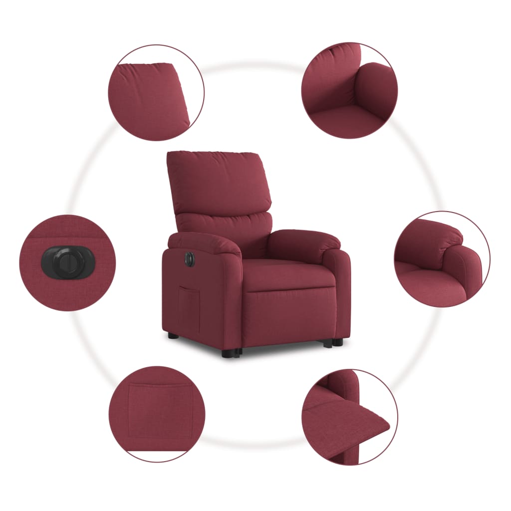 Fauteuil inclinable électrique rouge bordeaux tissu - XIOS