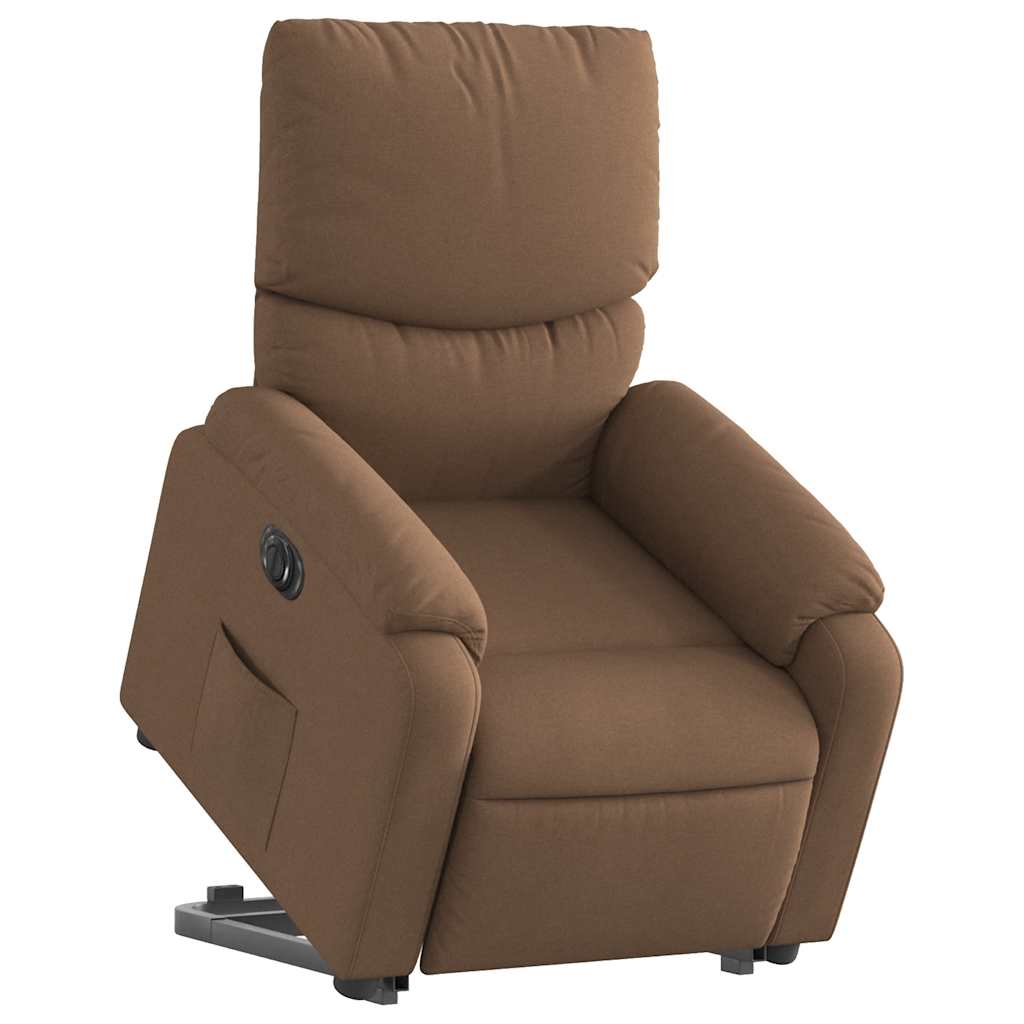 Fauteuil inclinable électrique marron tissu - XIOS