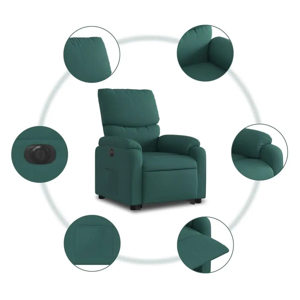 Fauteuil inclinable électrique vert foncé tissu - XIOS