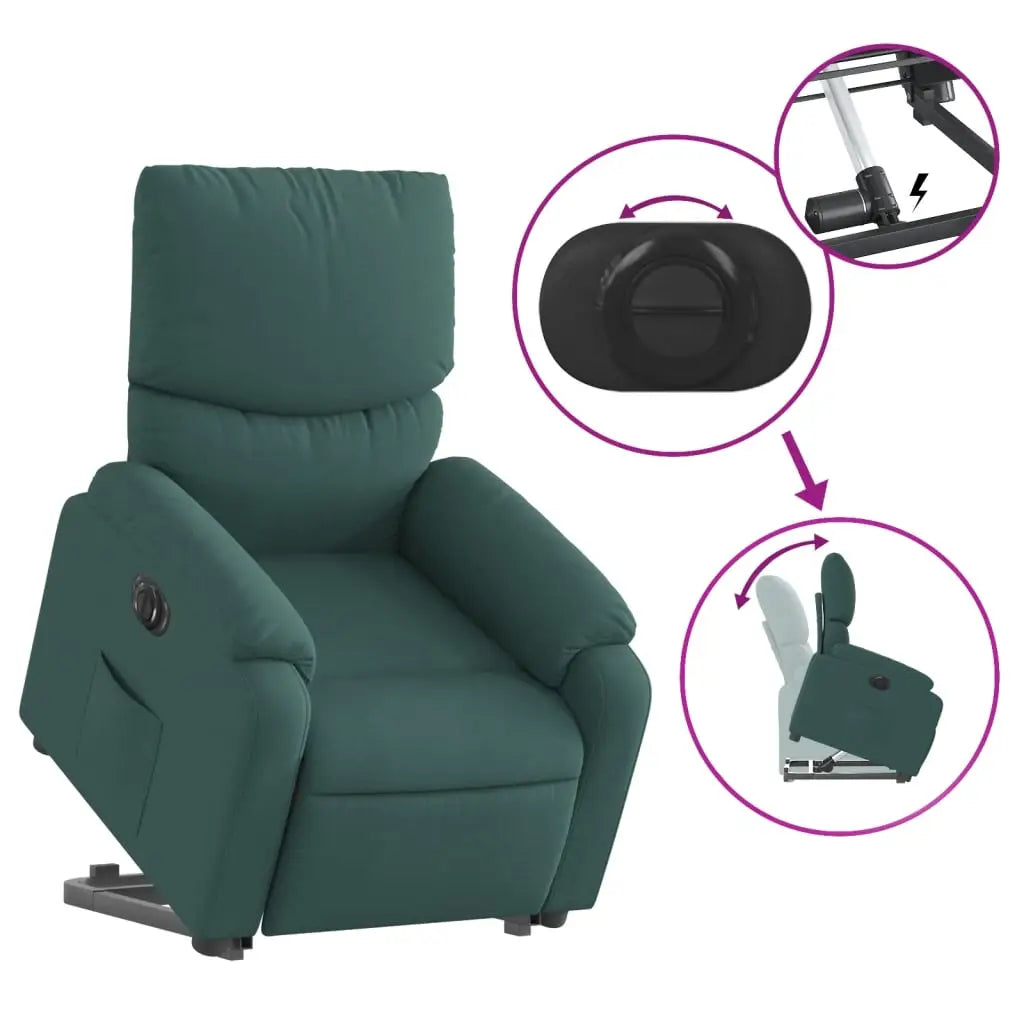 Fauteuil inclinable électrique vert foncé tissu - XIOS