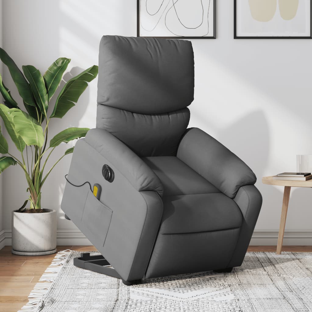 Fauteuil inclinable de massage électrique Gris foncé Tissu - XIOS