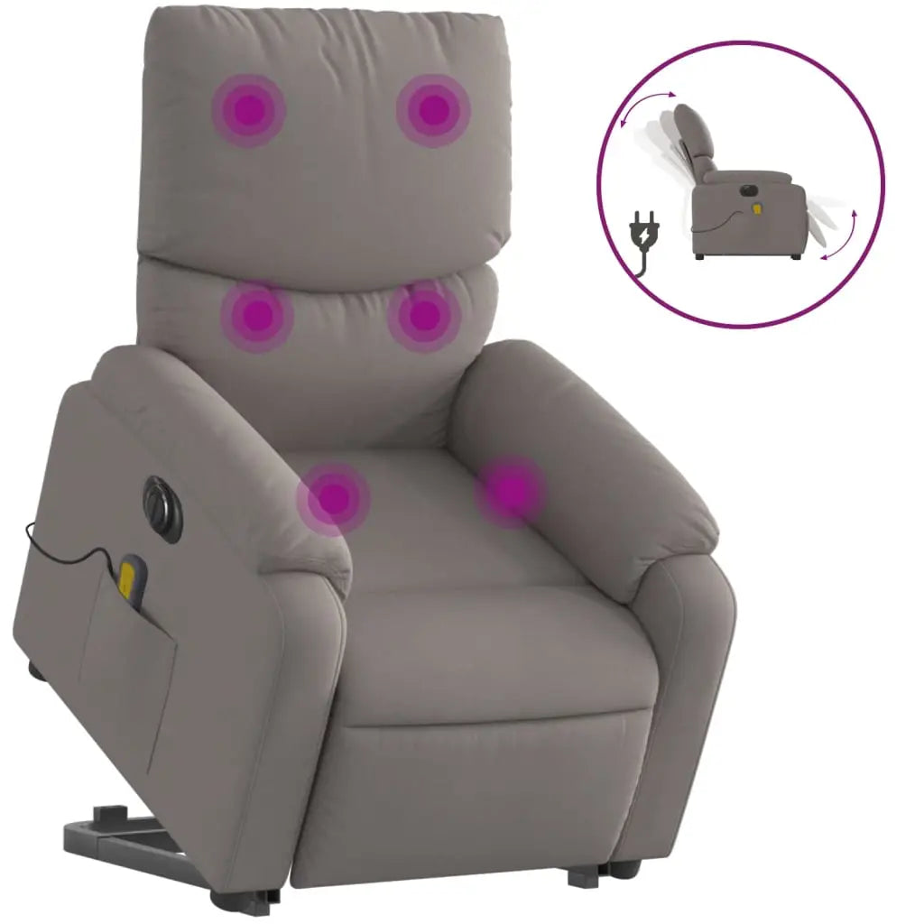 Fauteuil inclinable de massage électrique Taupe Tissu - XIOS