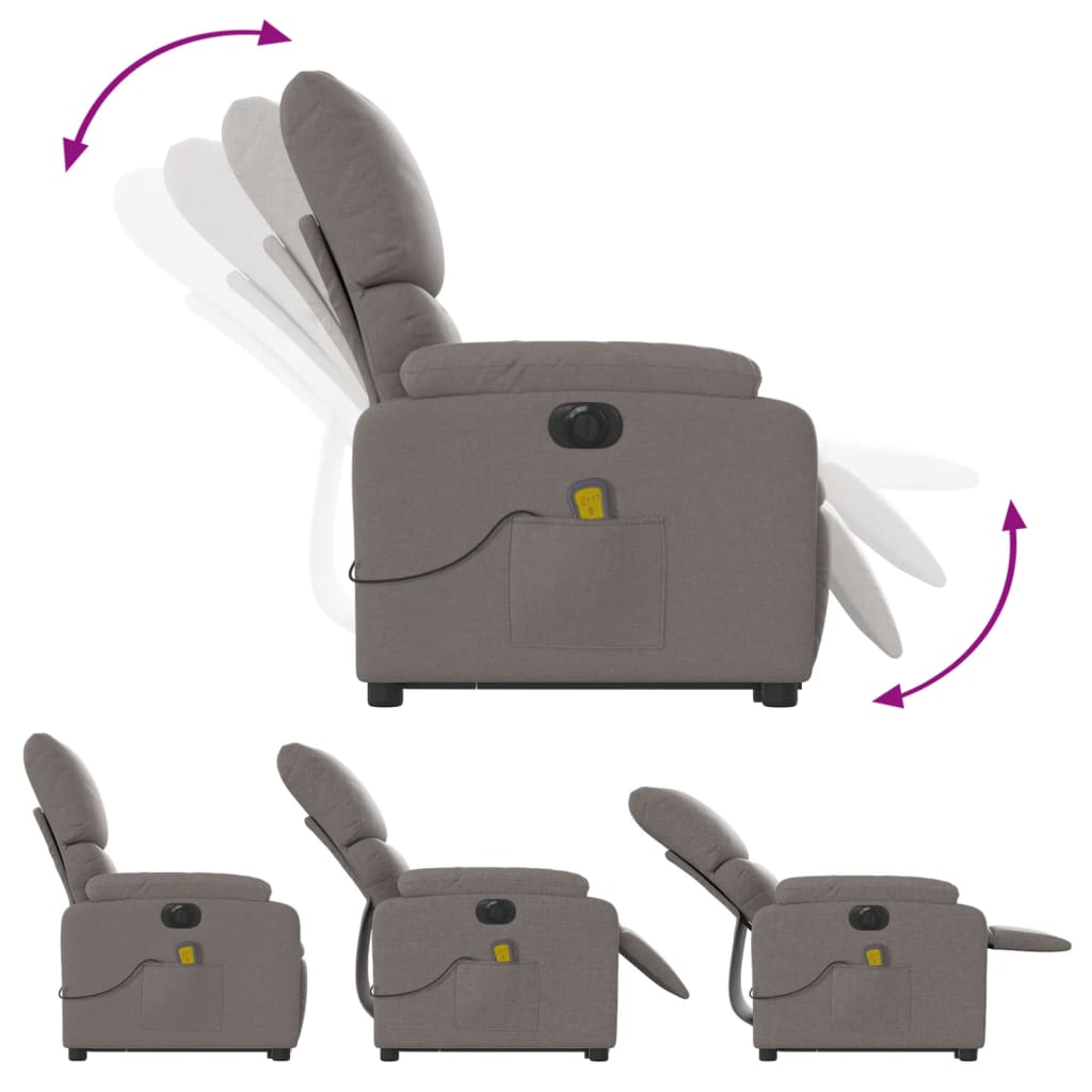 Fauteuil inclinable de massage électrique Taupe Tissu - XIOS