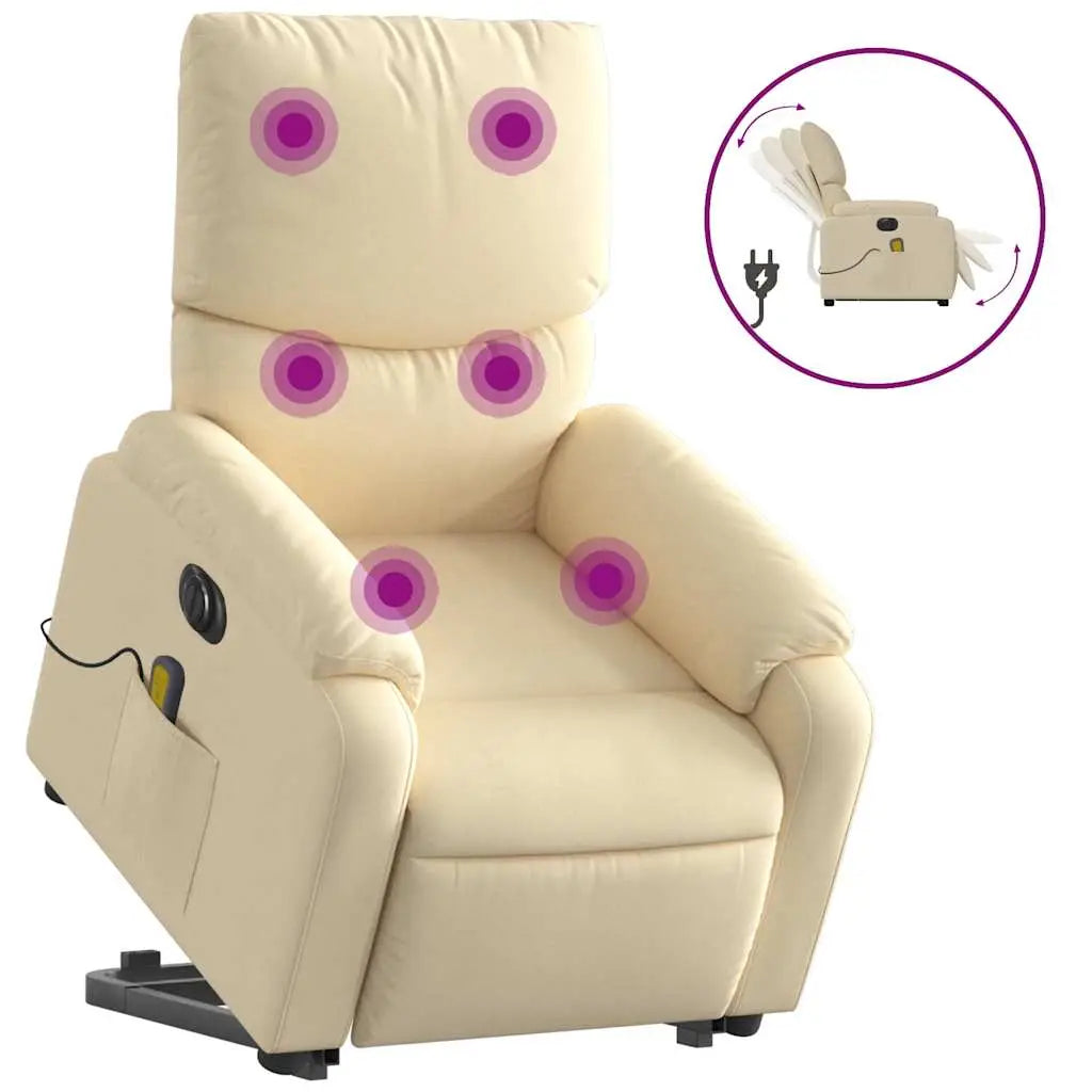 Fauteuil inclinable de massage électrique Crème Tissu - XIOS