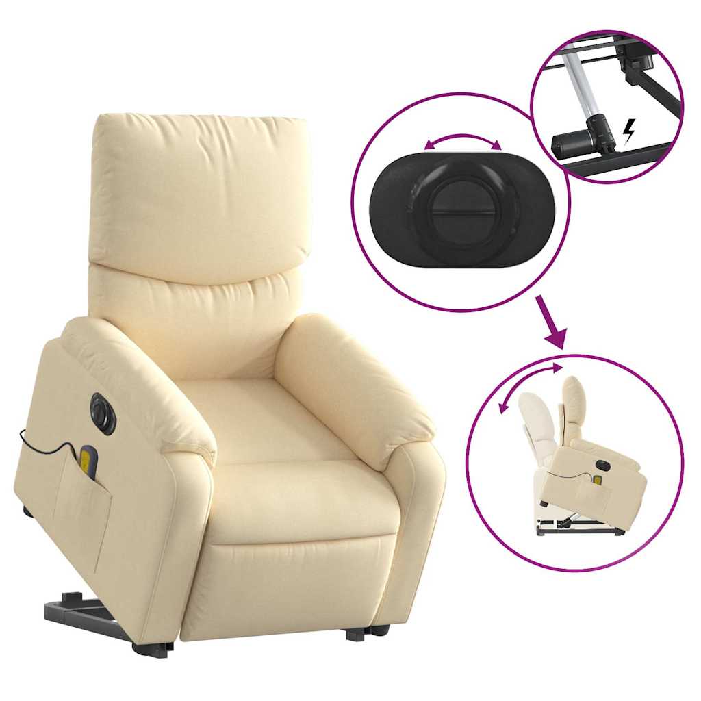Fauteuil inclinable de massage électrique Crème Tissu - XIOS