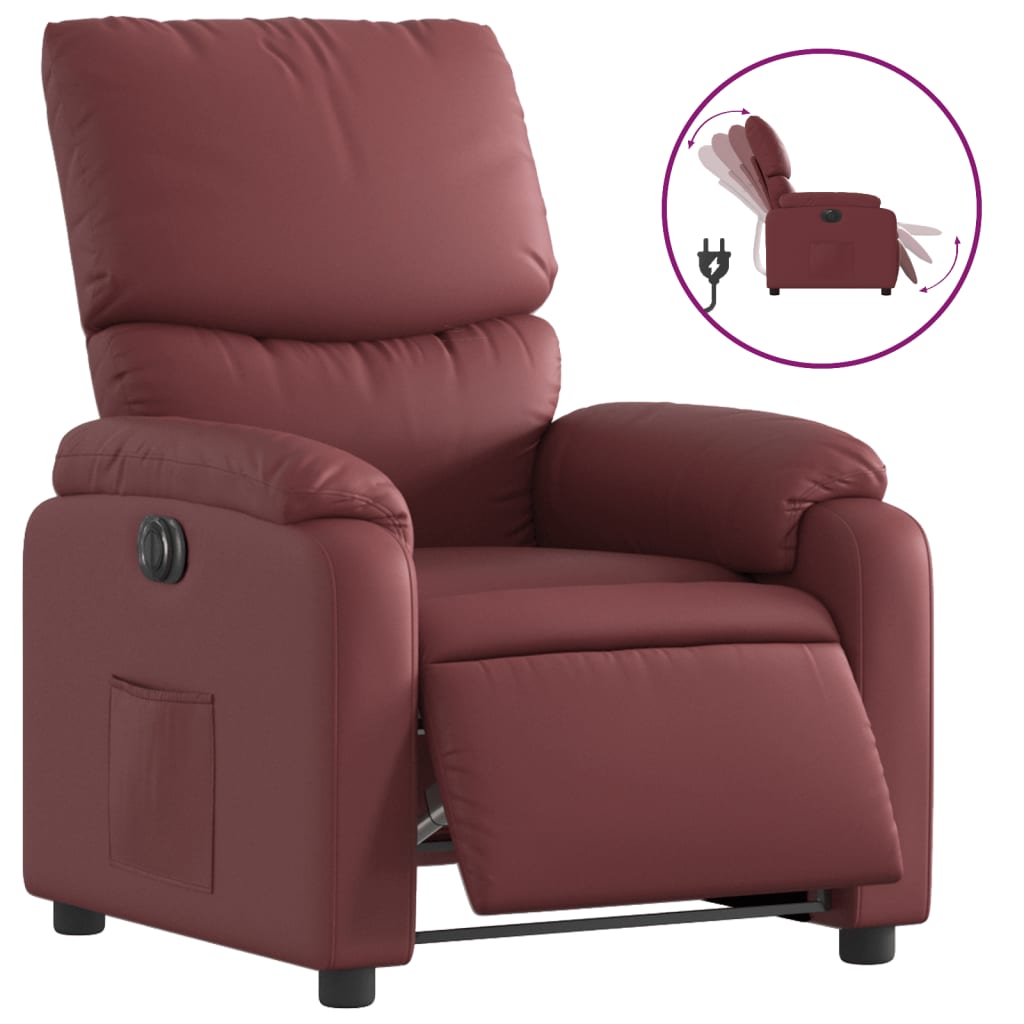 Fauteuil inclinable électrique Rouge bordeaux Similicuir - XIOS