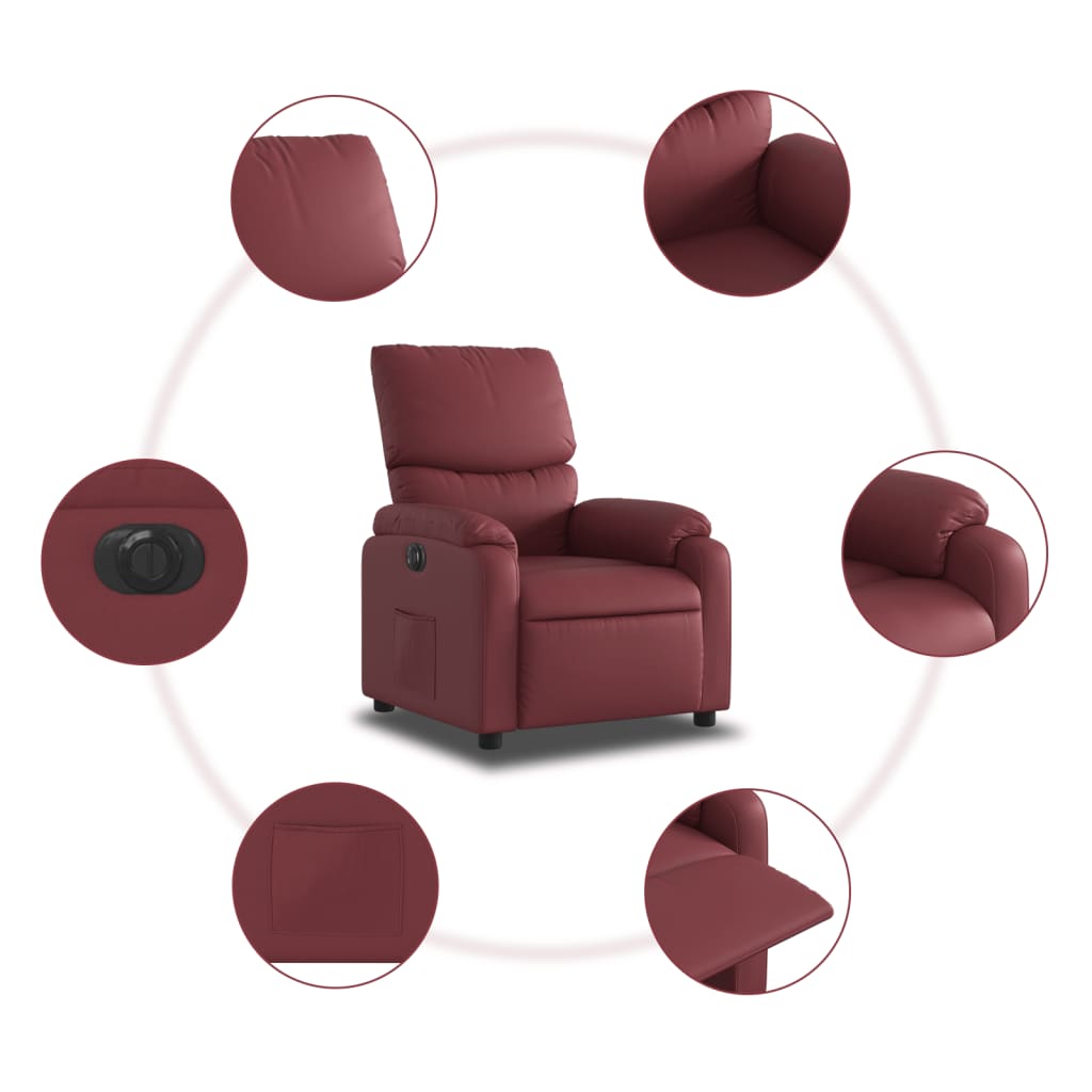 Fauteuil inclinable électrique Rouge bordeaux Similicuir - XIOS