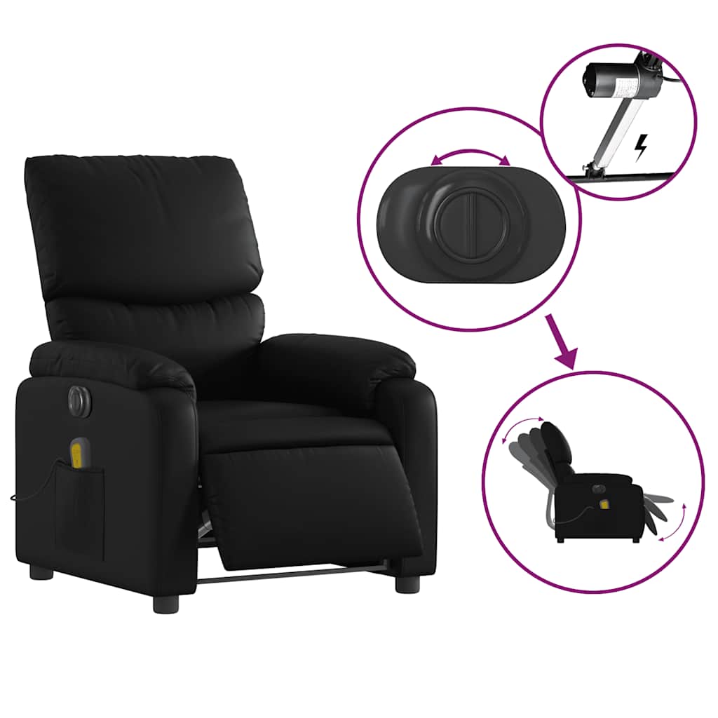 Fauteuil de massage inclinable électrique noir similicuir - XIOS