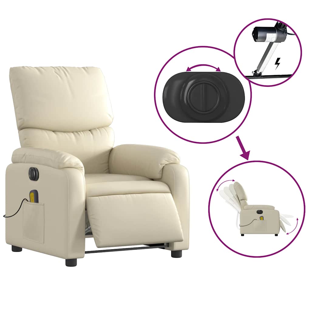 Fauteuil de massage inclinable électrique crème similicuir - XIOS