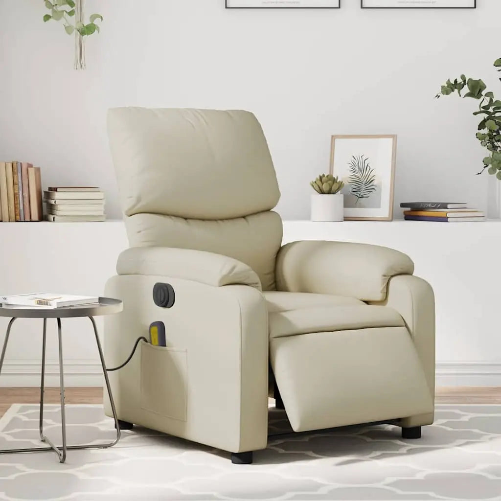 Fauteuil de massage inclinable électrique crème similicuir - XIOS