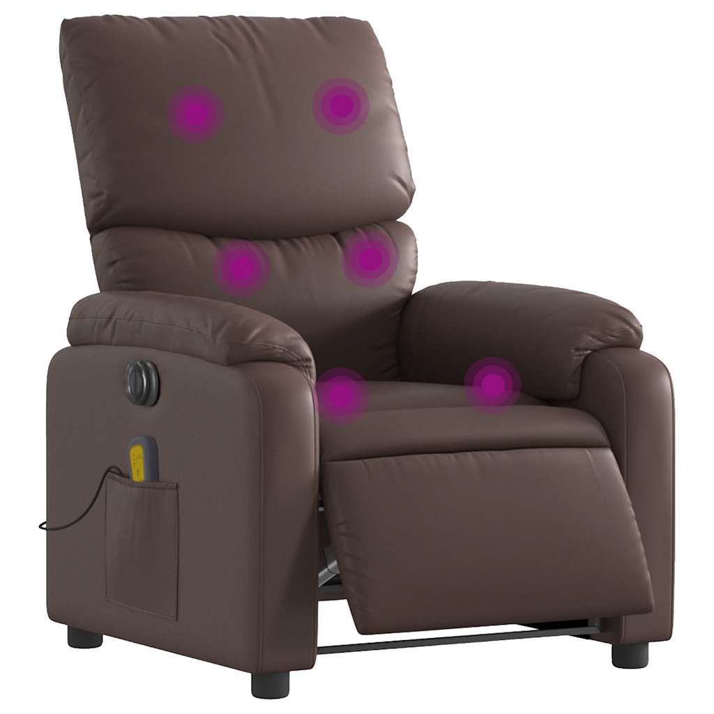 Fauteuil de massage inclinable électrique marron similicuir - XIOS