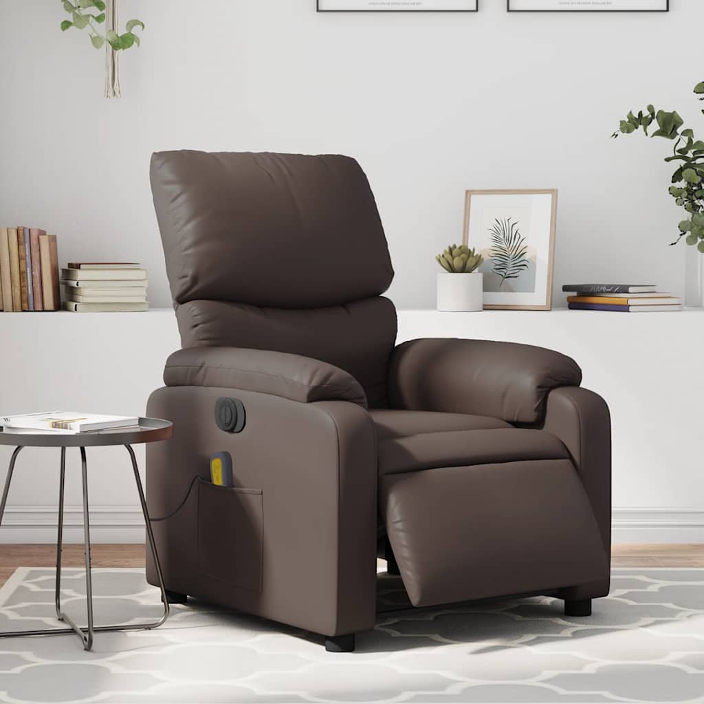 Fauteuil de massage inclinable électrique marron similicuir - XIOS