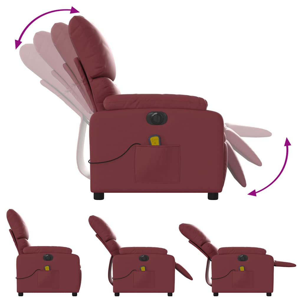 Fauteuil de massage inclinable électrique rouge bordeaux - XIOS