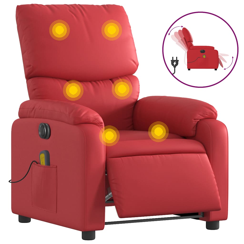 Fauteuil de massage inclinable électrique rouge similicuir - XIOS
