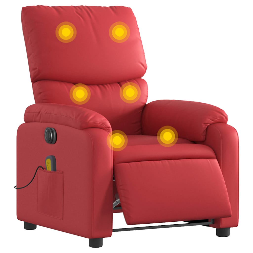 Fauteuil de massage inclinable électrique rouge similicuir - XIOS